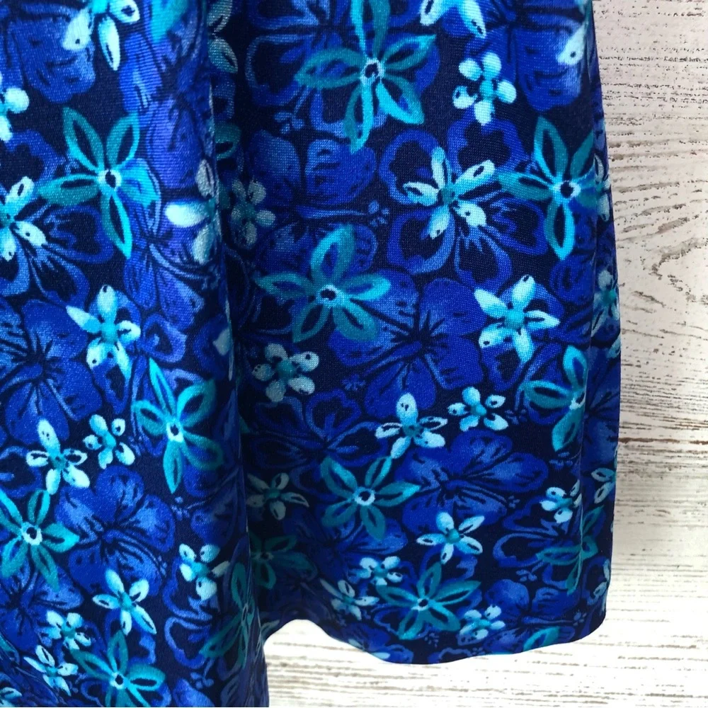 VINTAGE 80s MAXINE OF HOLLYWOOD Floral Skirted One Piece Swimsuit Made in USA 12
